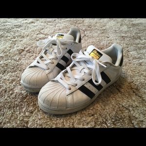 Adidas White with Black Stripe Superstars